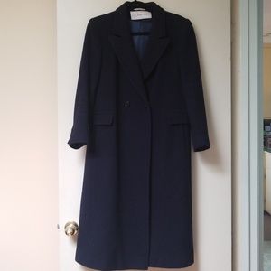 Long, black 100% pure wool trench coat